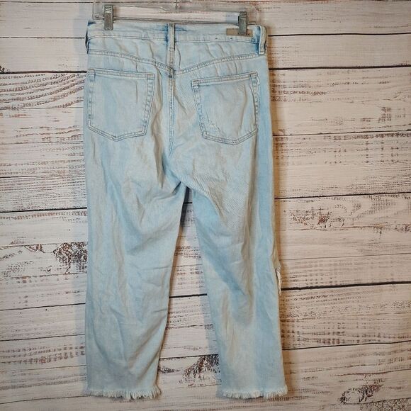 Women's Distressed High Rise Ankle Straight Jeans sz 7 Light Blue - Picture 7 of 11